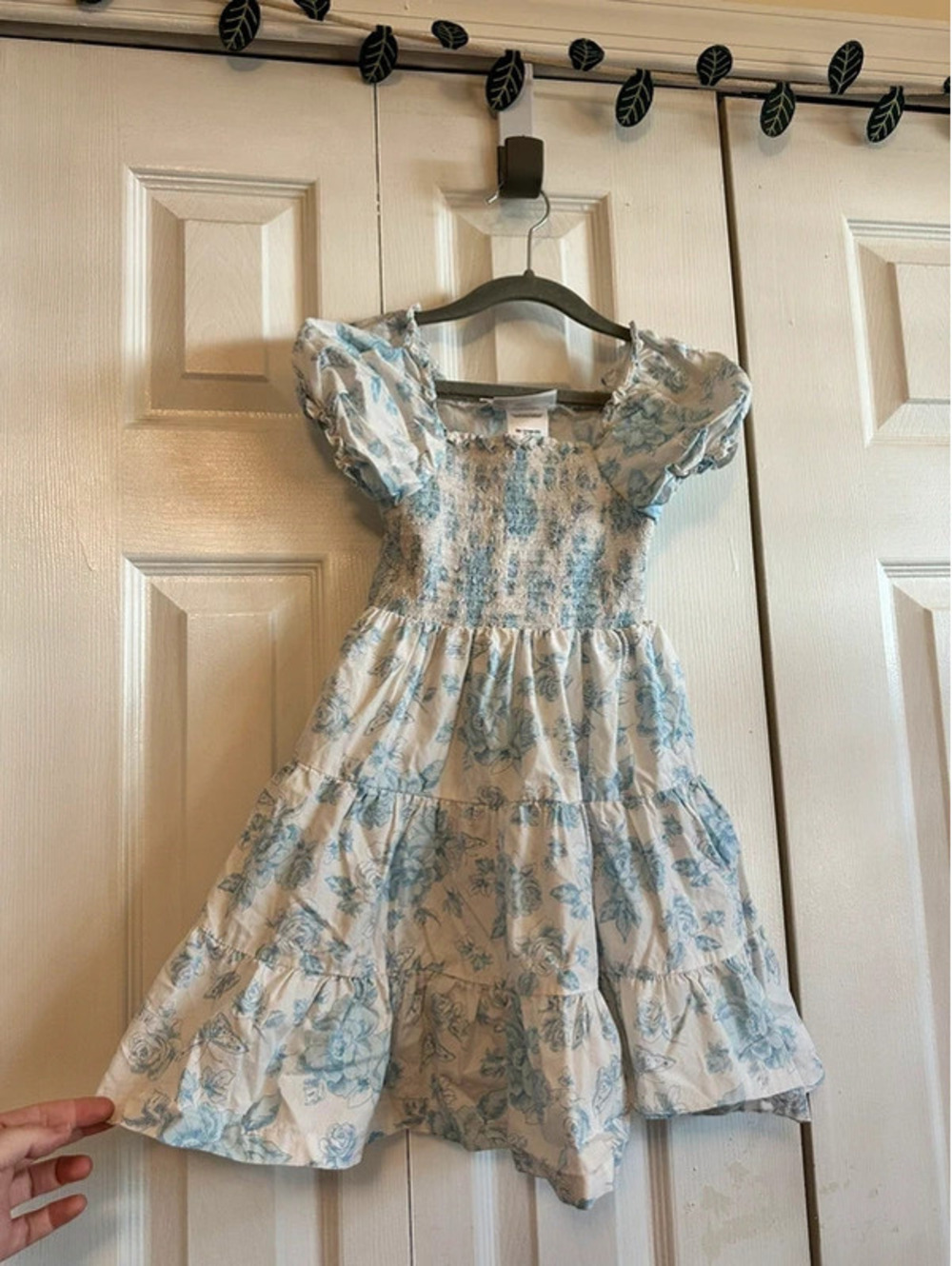Bonnie Jean blue floral smocked dress, size 5T